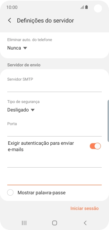 Prima Iniciar sessão.