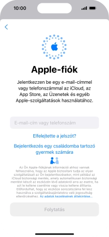 Válaszd az E-mail-cím vagy telefonszám lehetőséget, és írd be a az Apple ID-dhoz tartozó felhasználónevet.