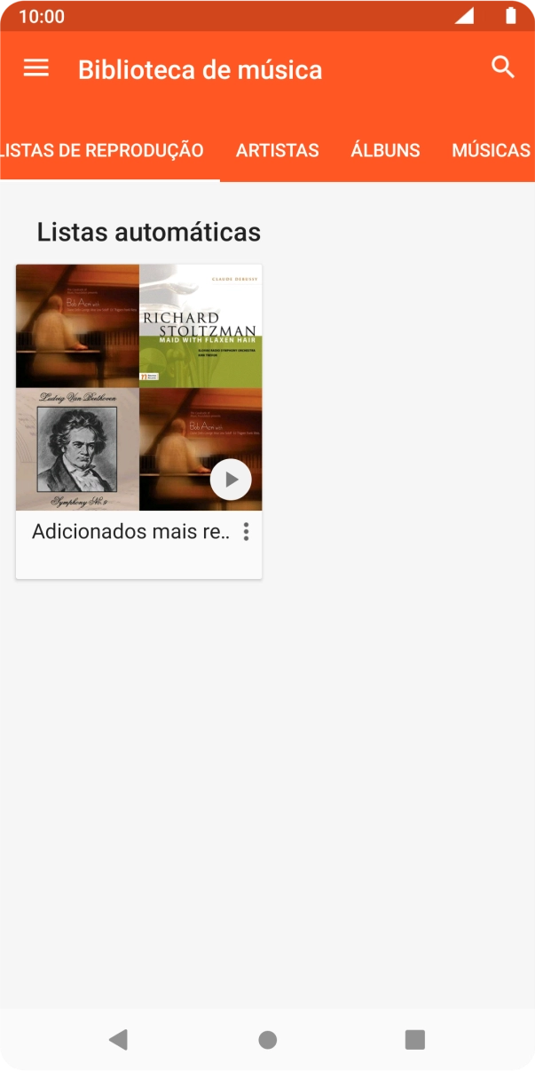 Prima a categoria pretendida e dirija-se ao ficheiro de música pretendido.