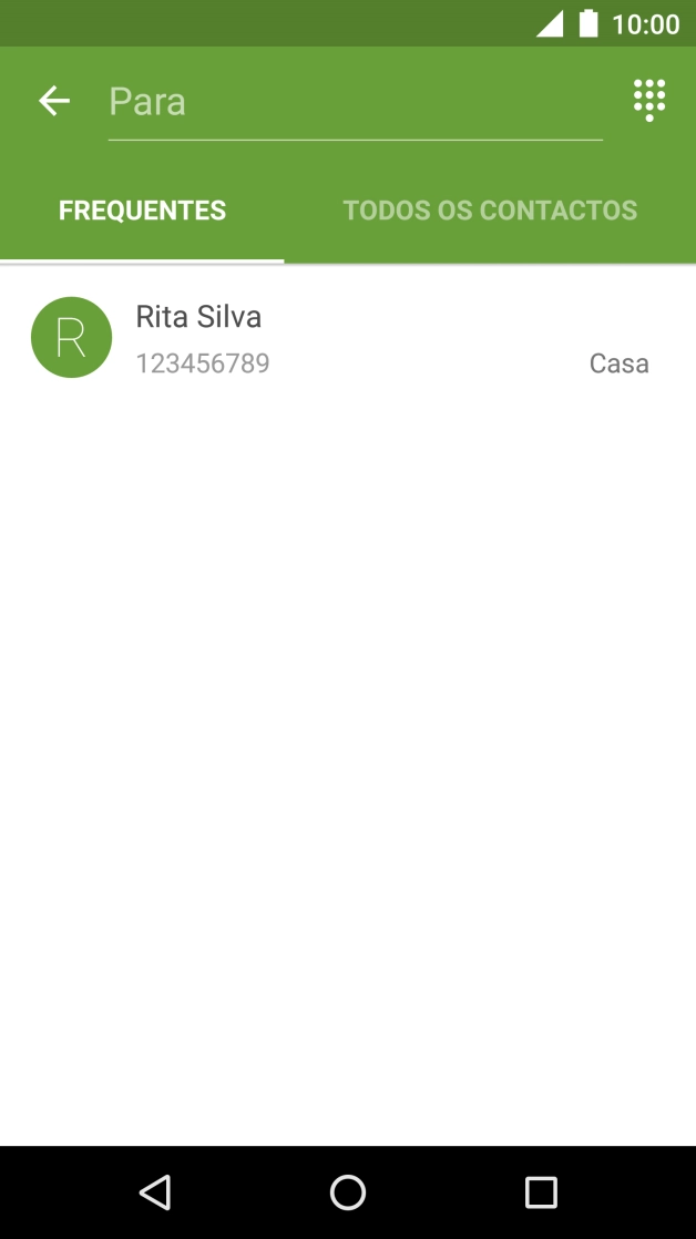 Prima a caixa de pesquisa e introduza as primeiras letras do nome do destinatário.