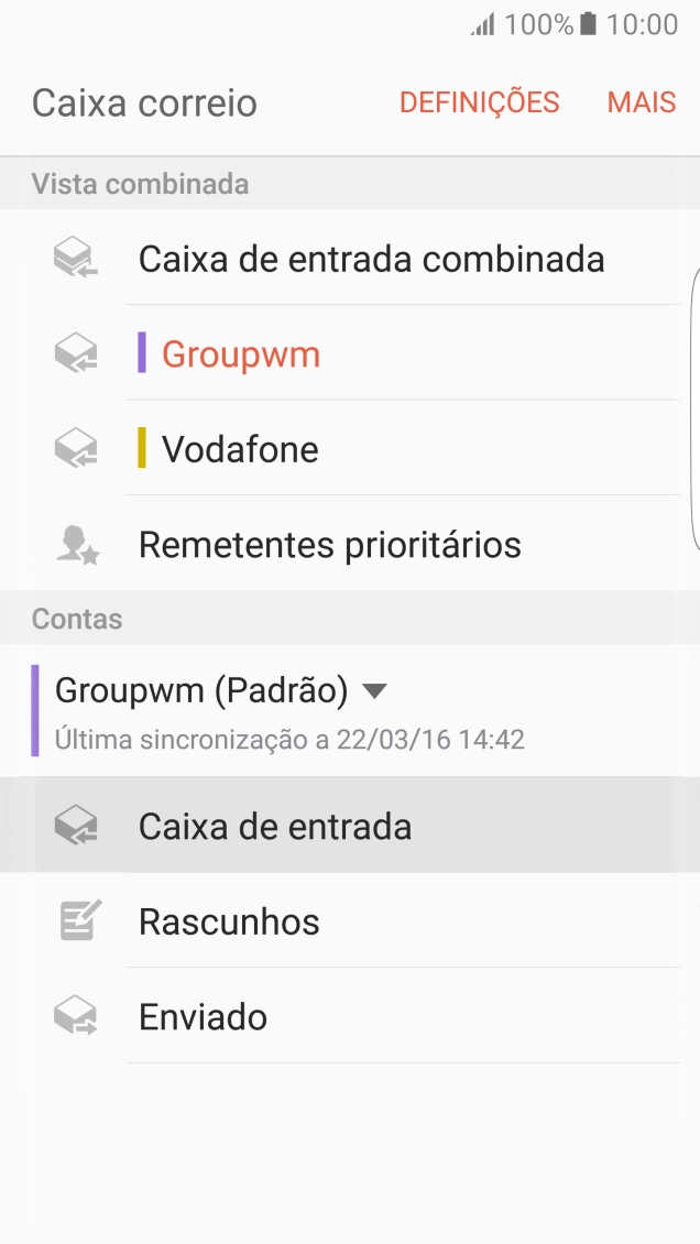 Prima a conta de e-mail pretendida.