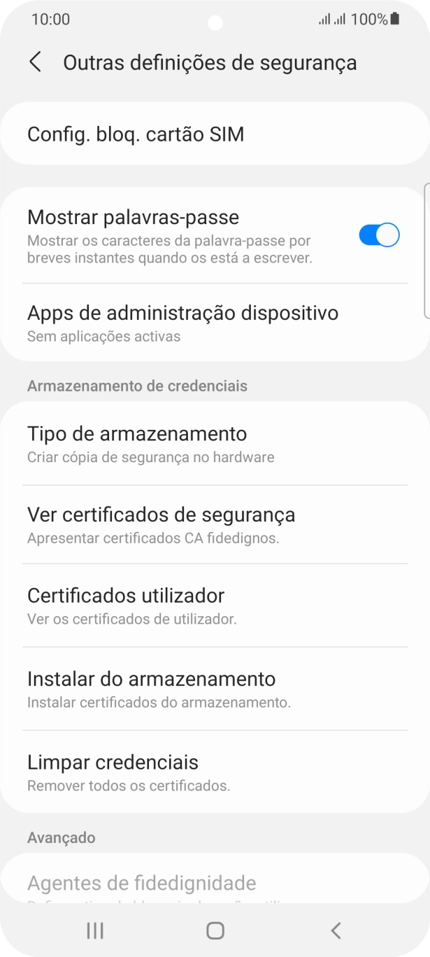 Prima Config. bloq. cartão SIM.