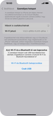 Amennyiben ki van kapcsolva a Wi-Fi, válaszd a Wi-Fi és Bluetooth bekapcsolása lehetőséget.