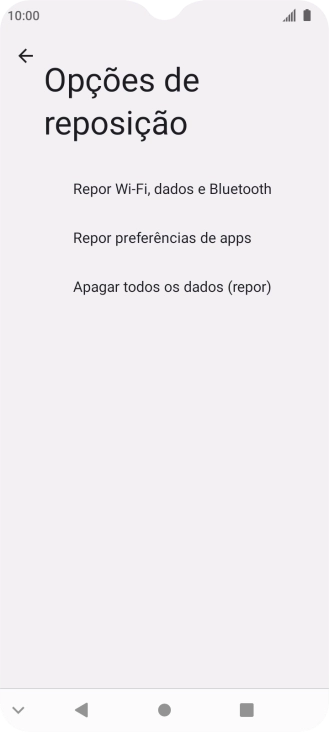 Prima Repor Wi-Fi, dados e Bluetooth.