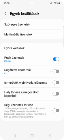 Válaszd a Szöveges üzenetek lehetőséget.