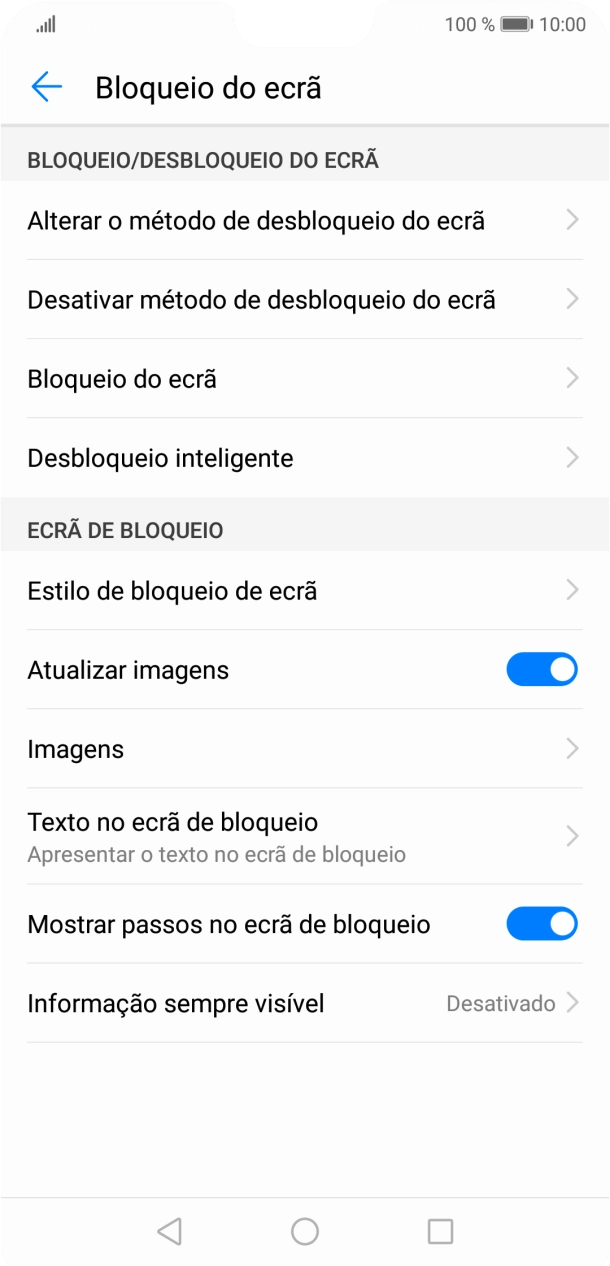 Prima Desativar método de desbloqueio do ecrã.