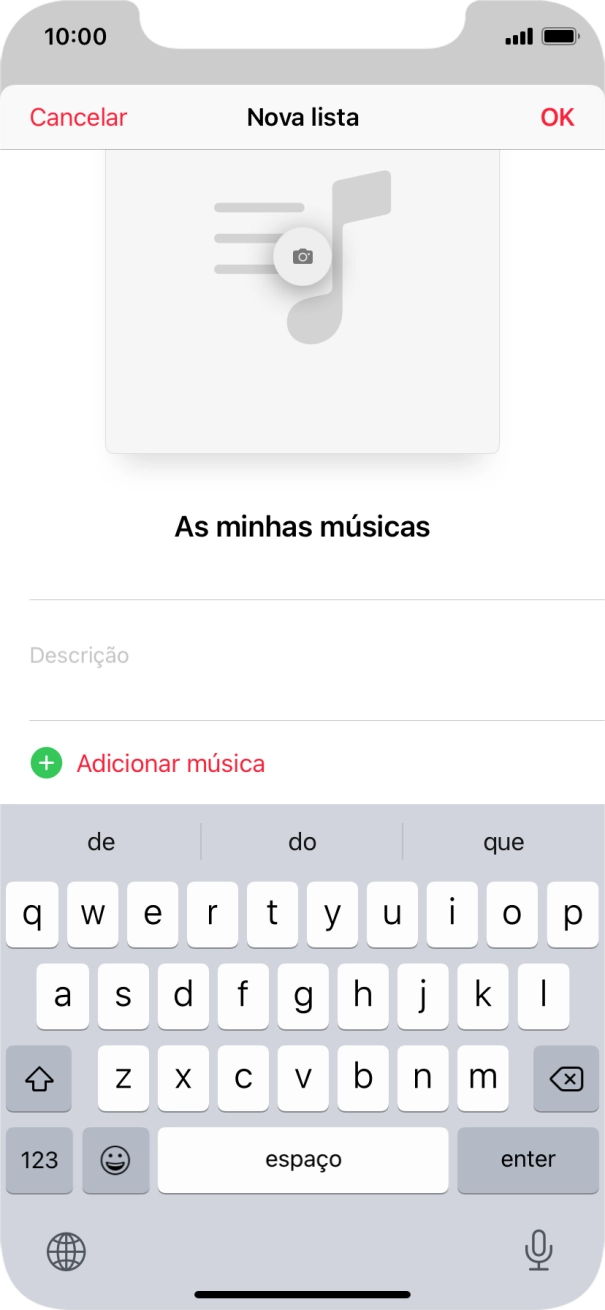 Prima Adicionar música.