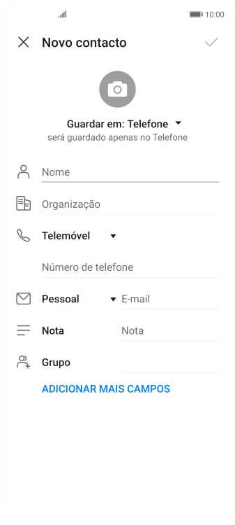 Prima a lista suspensa da lista de contactos.