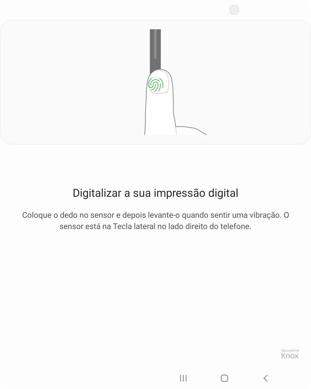 Siga as indicações no ecrã para definir a impressão digital como código de bloqueio.
