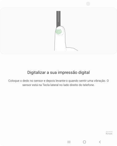 Siga as indicações no ecrã para definir a impressão digital como código de bloqueio.