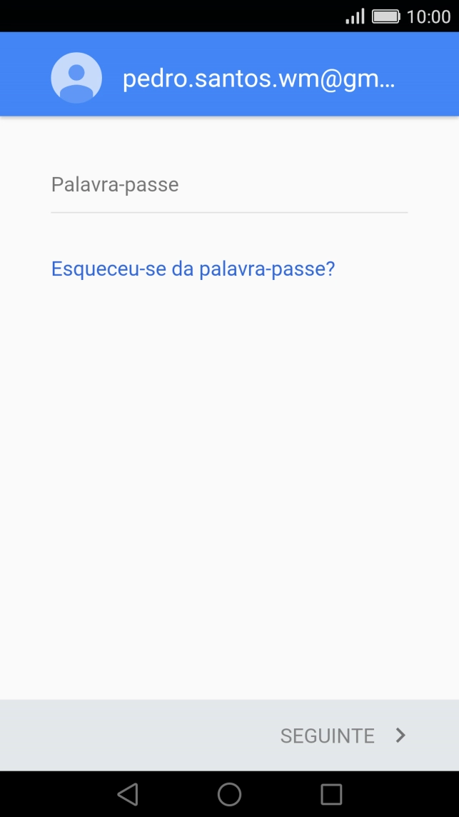 Prima Palavra-passe e introduza a password da sua conta Google.