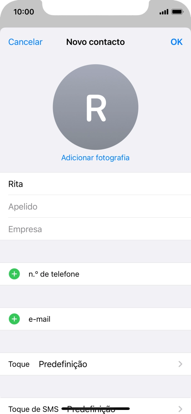 Prima Apelido e introduza o apelido.