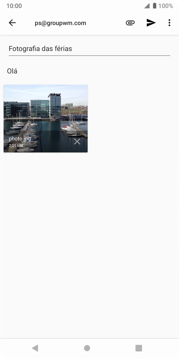 Prima o ícone para enviar quando terminar de escrever o seu e-mail.