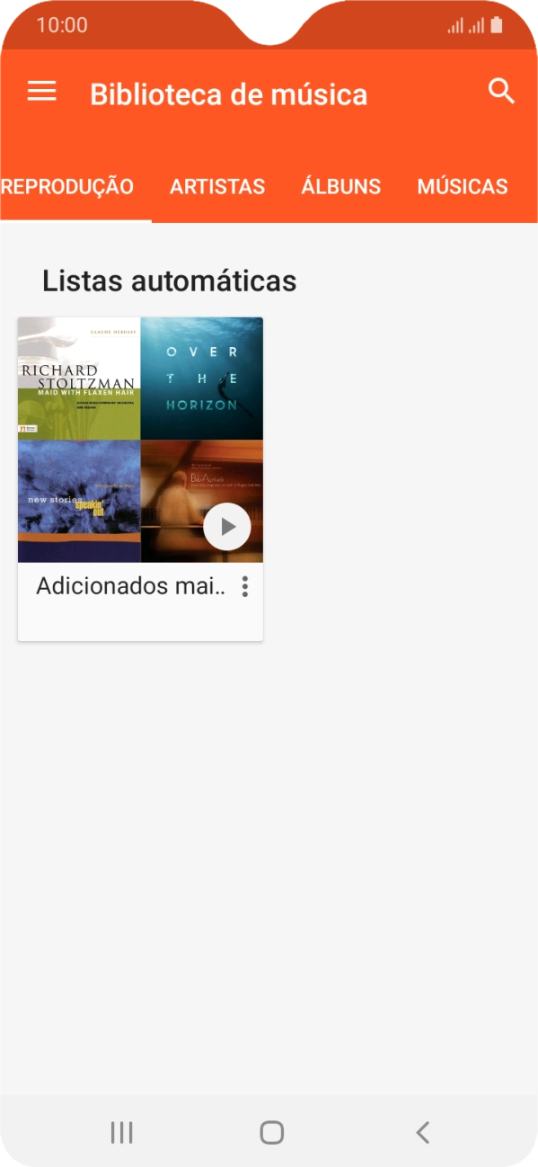 Prima a categoria pretendida e dirija-se ao ficheiro de música pretendido.