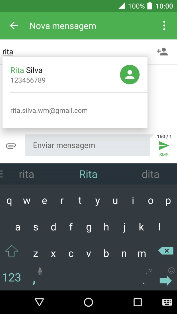 Prima o contacto pretendido.