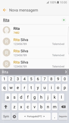 Prima o contacto pretendido.