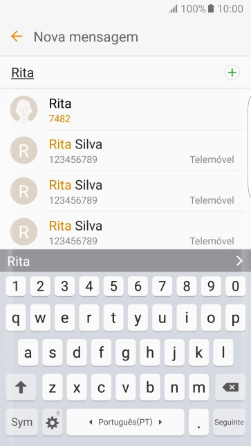 Prima o contacto pretendido.