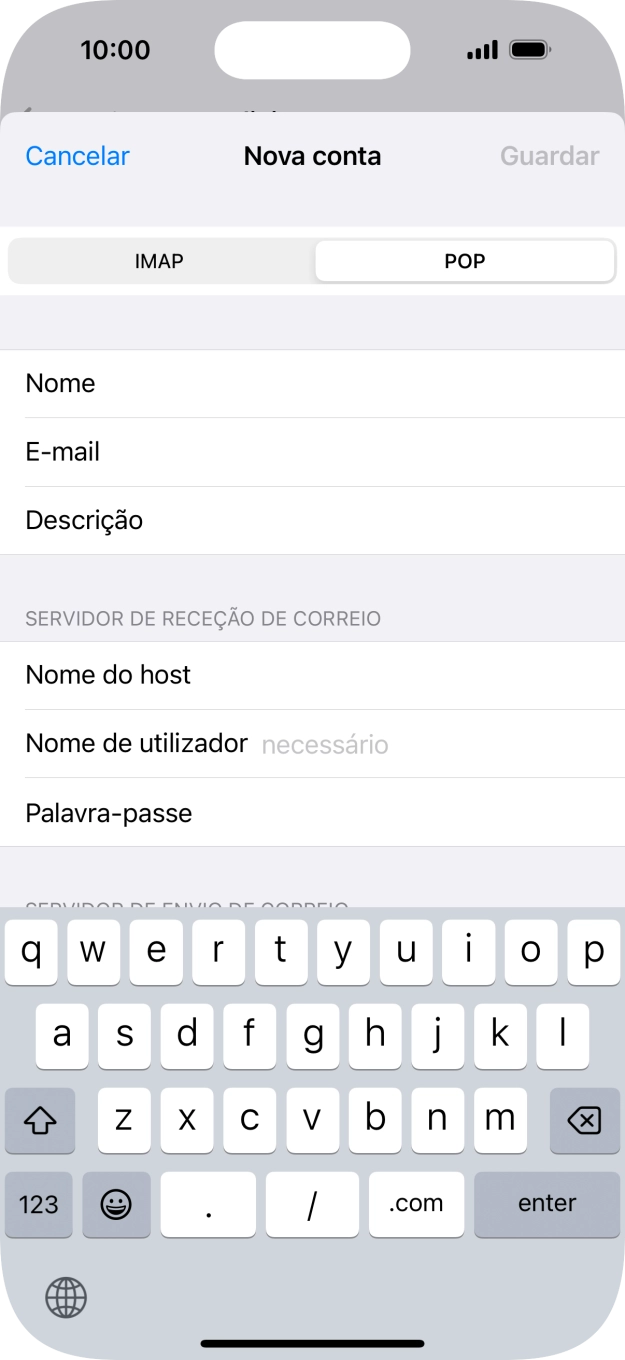 Prima Nome de utilizador e introduza o nome de utilizador da sua conta de e-mail na Vodafone.