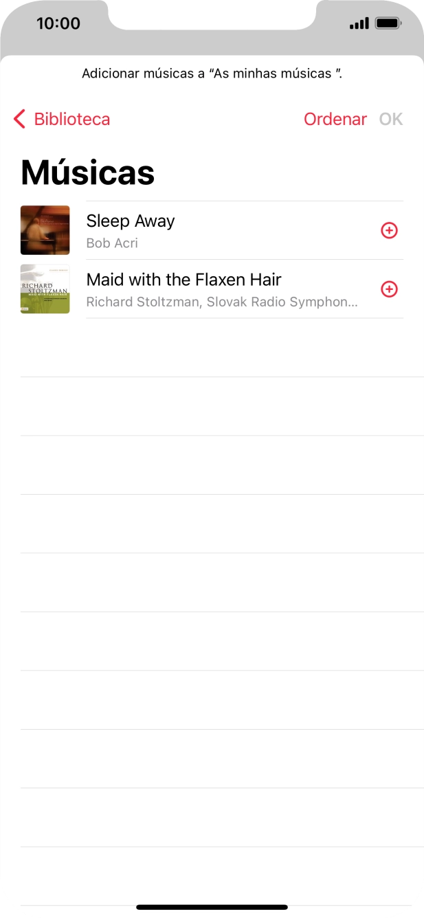 Vá até à categoria pretendida e prima o ficheiro de música pretendido.