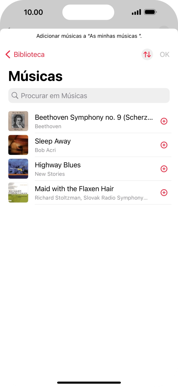 Vá até à categoria pretendida e prima o ficheiro de música pretendido.
