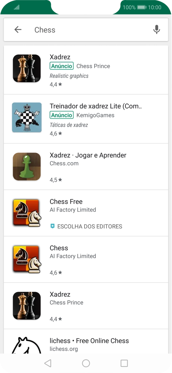 Prima a app pretendida.