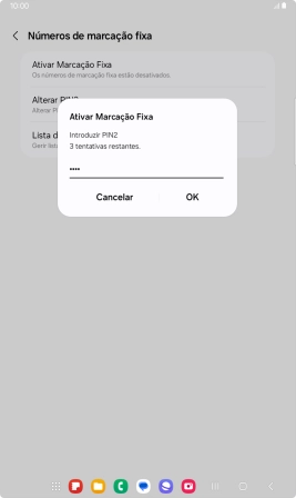Introduza o código PIN2 e prima OK.
