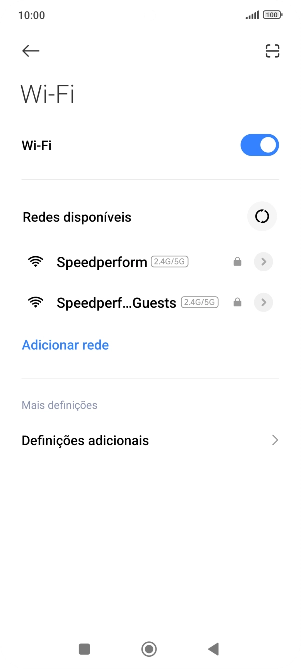 Prima a rede pretendida.