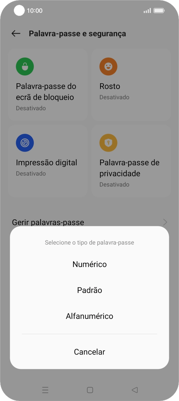 Prima o código de bloqueio do telefone pretendido e siga as indicações no ecrã para estabelecer um código de bloqueio adicional.