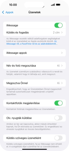 Kattints a „Küldés szöveges üzenetként” melletti csúszkára a funkció be- vagy kikapcsolásához.