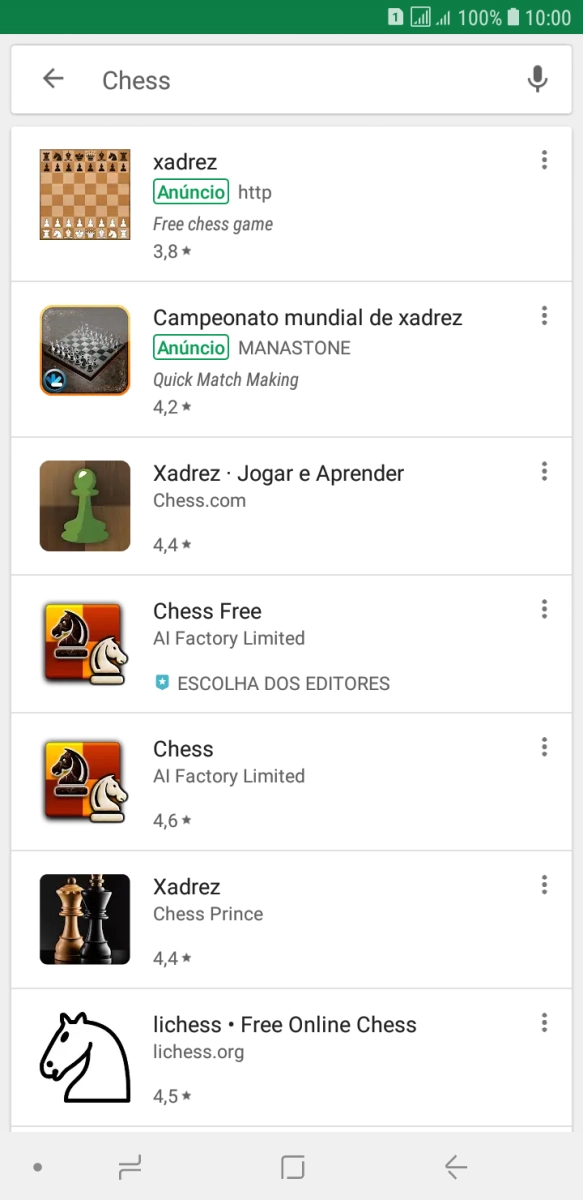 Prima a app pretendida.