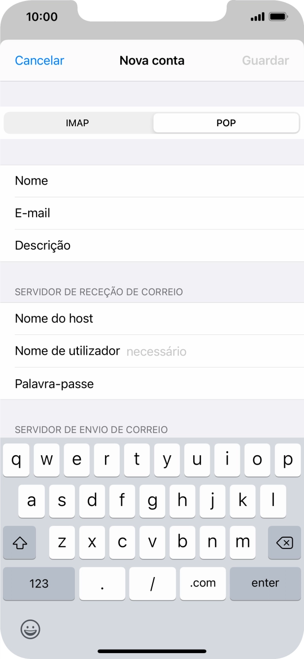Prima Nome de utilizador e introduza o nome de utilizador da sua conta de e-mail na Vodafone.