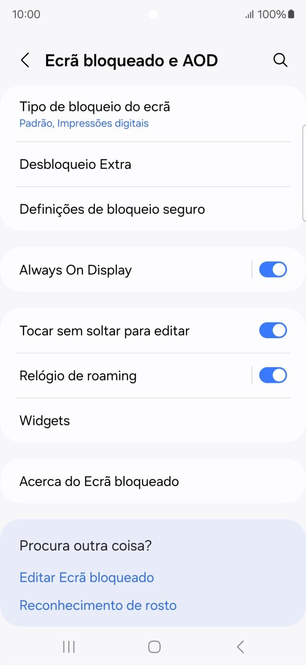 Prima Tipo de bloqueio do ecrã e introduza o código adicional de bloqueio do telefone que criou anteriormente.