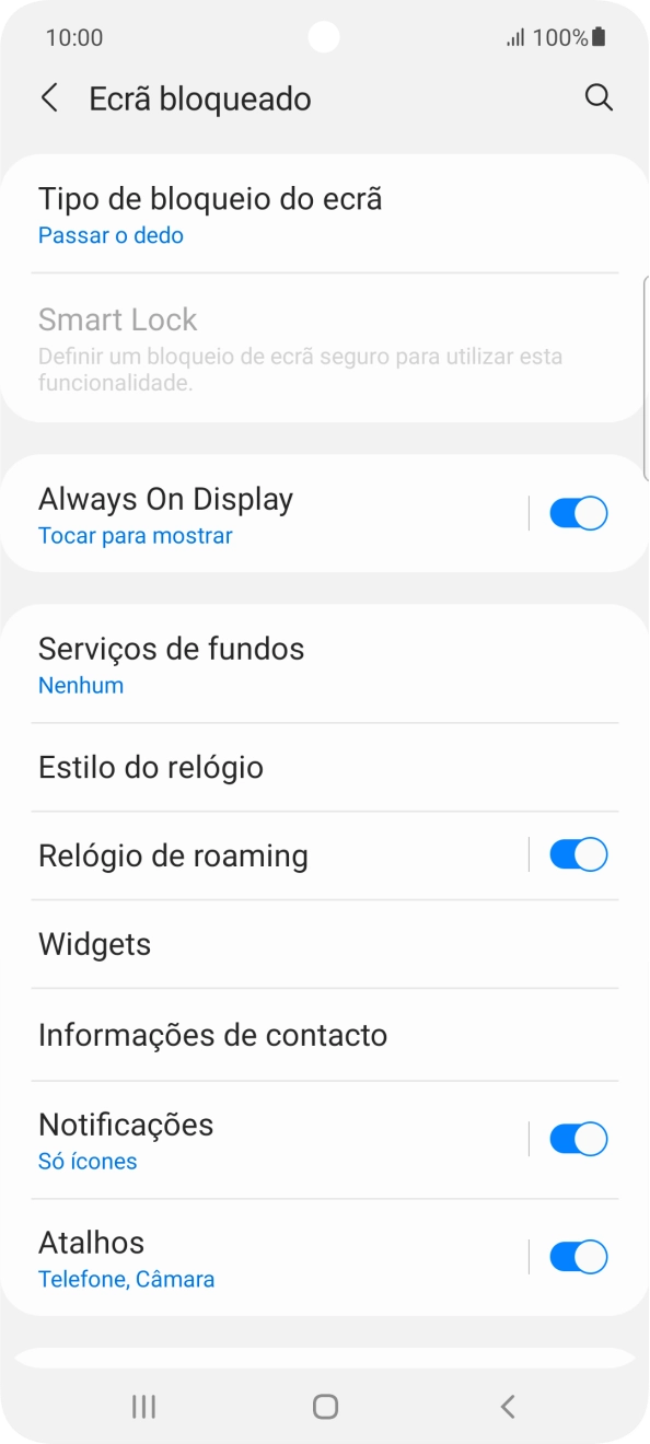 Prima Tipo de bloqueio do ecrã.