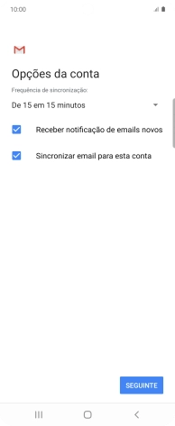 Se o ecrã mostrar esta imagem, a sua conta foi identificada e configurada automaticamente. Siga as indicações no ecrã para introduzir informações adicionais e concluir a configuração.