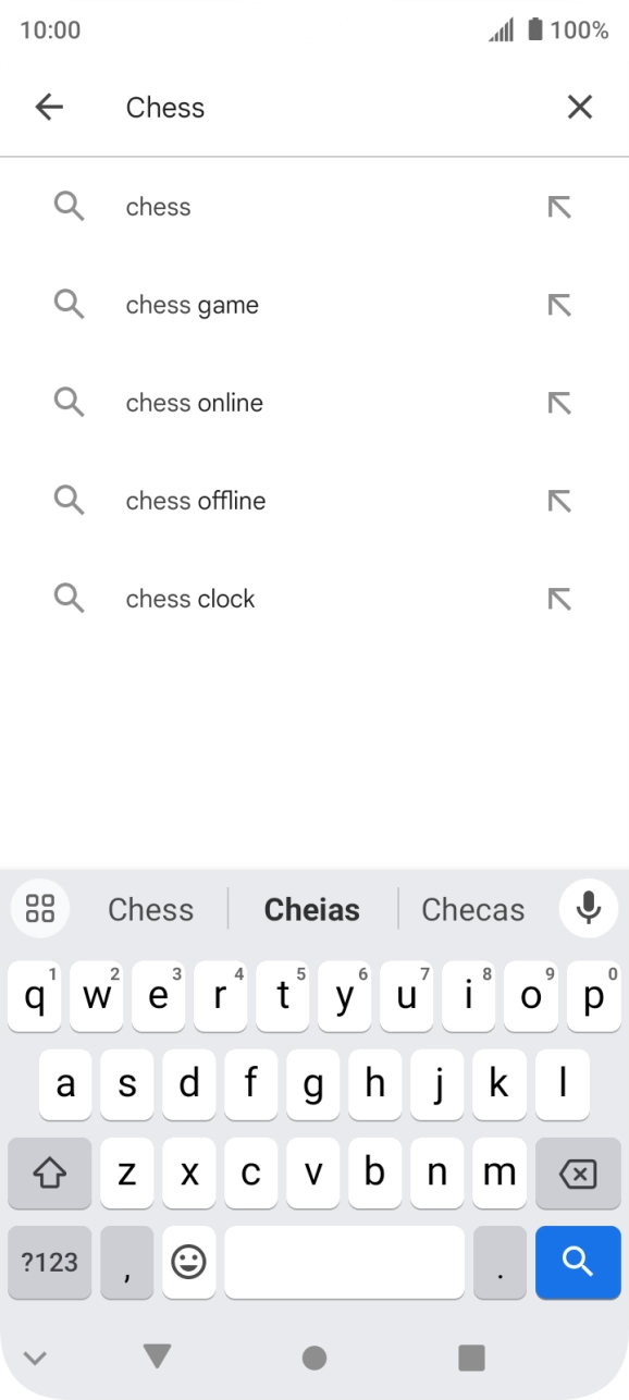 Introduza o nome ou categoria da app pretendida e prima o ícone para pesquisar.