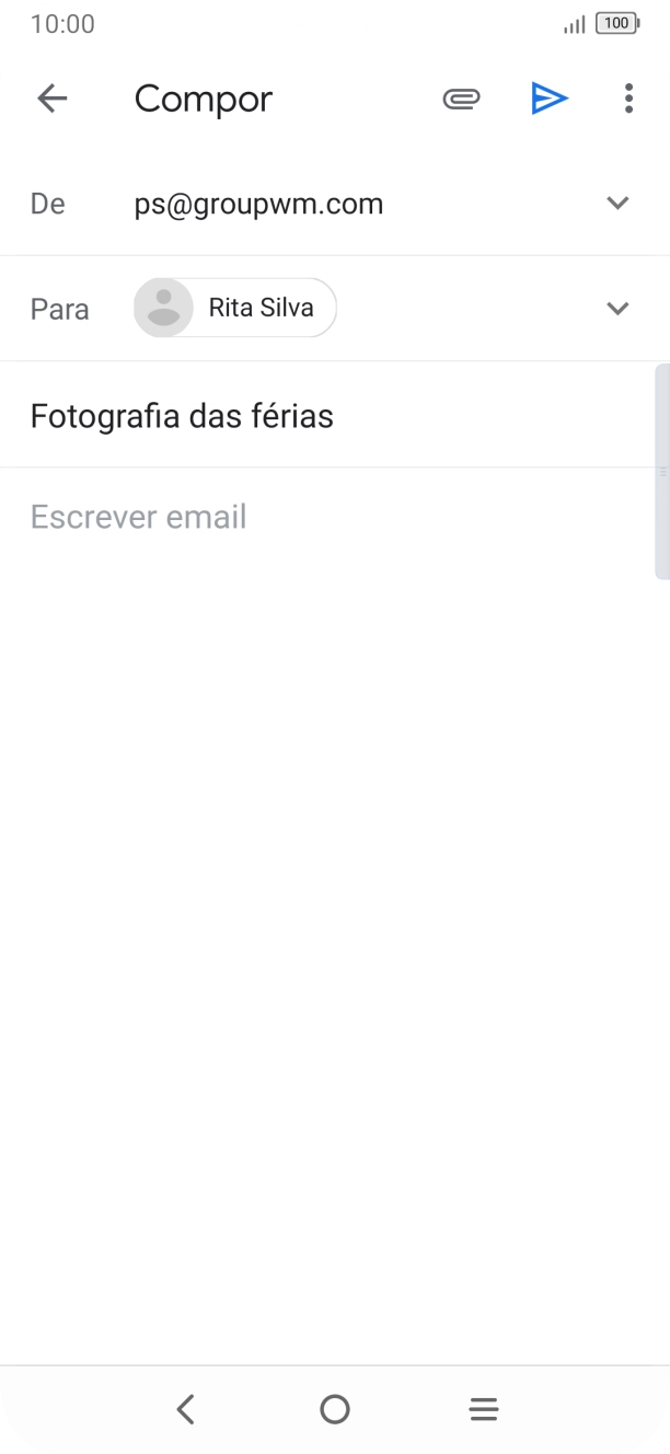 Prima o campo de escrita e escreva o texto do e-mail.