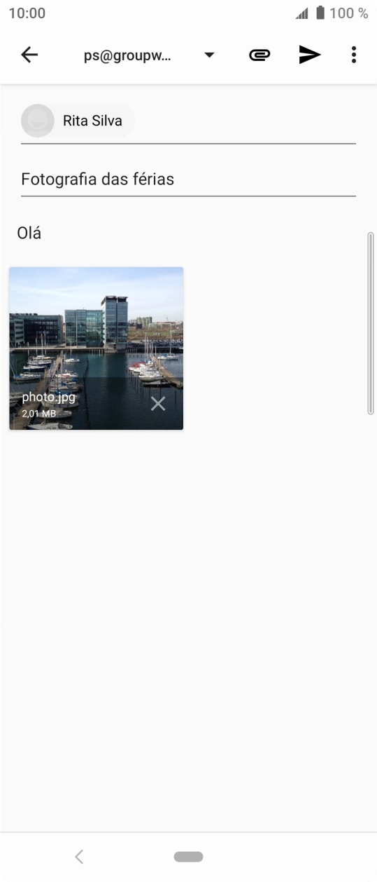 Prima o ícone para enviar quando terminar de escrever o seu e-mail.