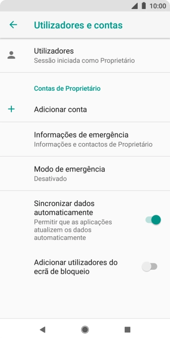 Prima Adicionar conta.