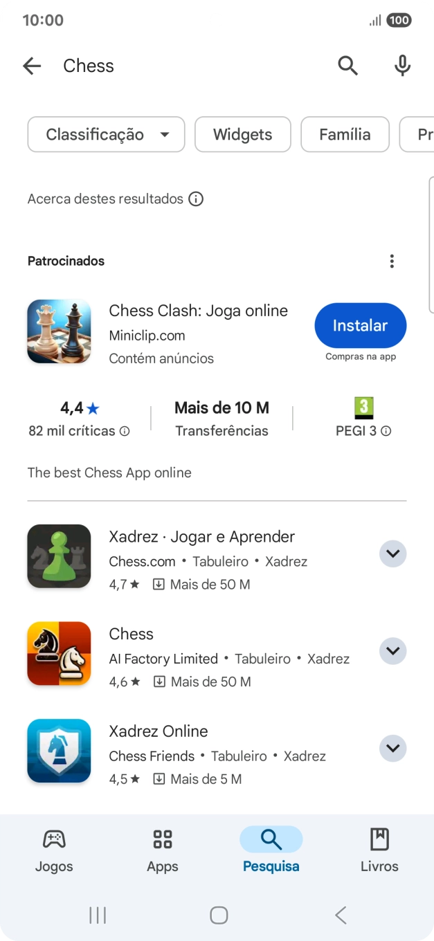 Prima a app pretendida.