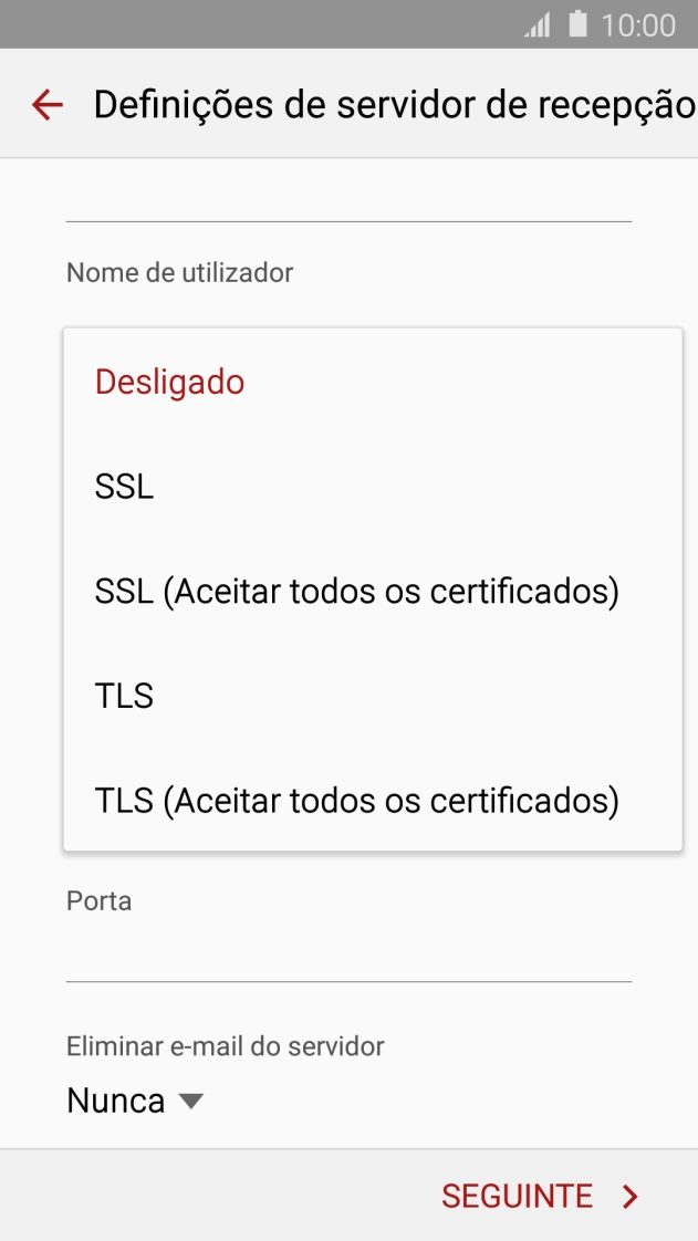 Prima Desligado para desativar a função.