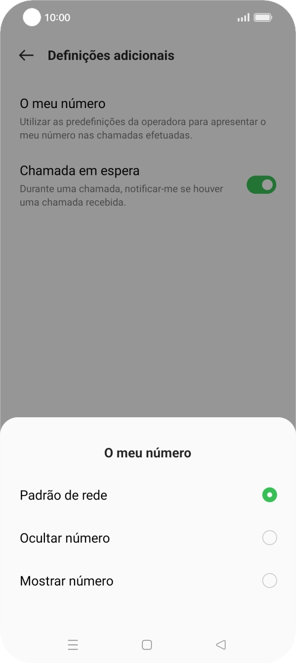 Prima Mostrar número para ativar a visualização do seu número.