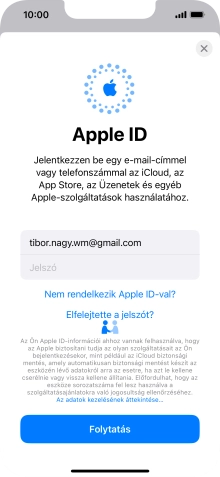 Kattints a Jelszó mezőre, és írd be az Apple ID-d jelszavát.