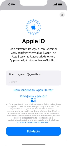 Kattints a Jelszó mezőre, és írd be az Apple ID-d jelszavát.