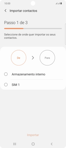 Prima o cartão SIM pretendido.