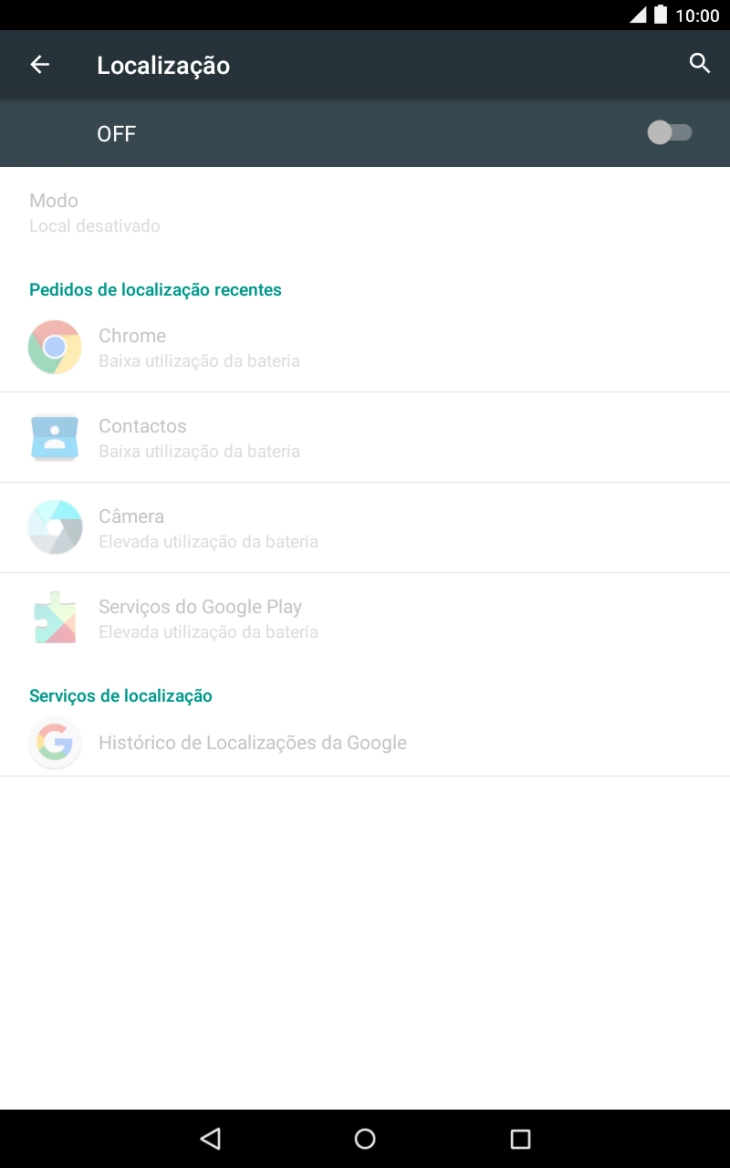 Prima o indicador para ativar ou desativar a função.