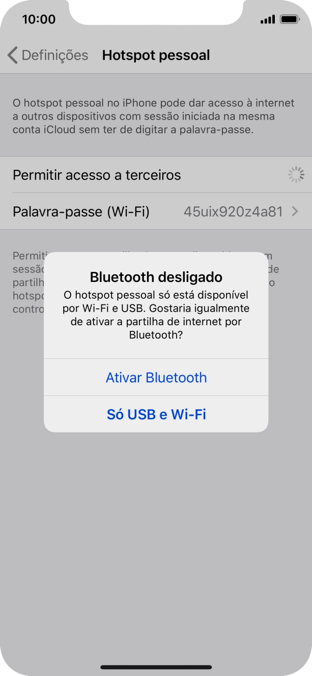 Se o Wi-Fi estiver ativado, prima Só USB e Wi-Fi .