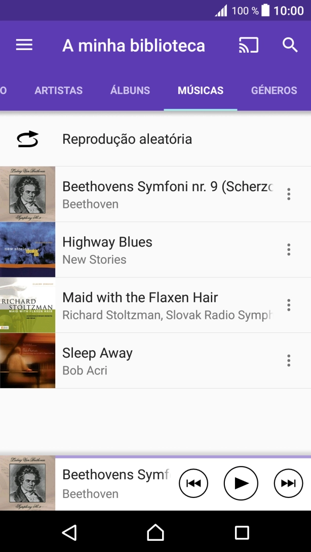 Prima o ficheiro de música pretendido.