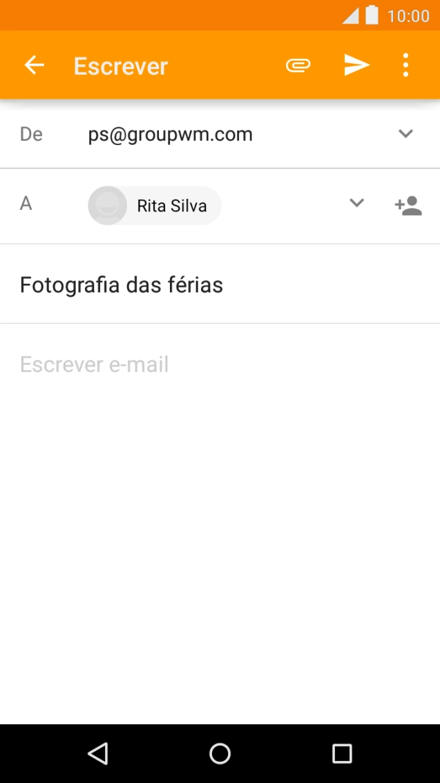 Prima o campo de escrita e escreva o texto do e-mail.