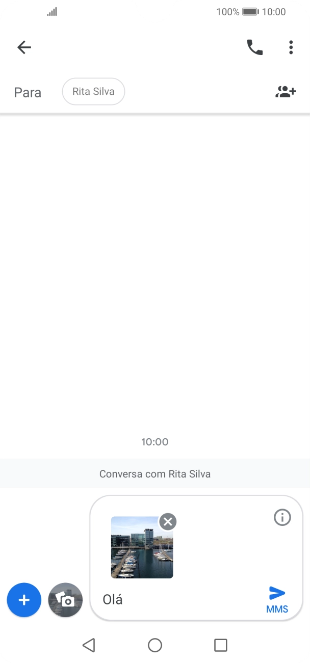 Prima o ícone para enviar quando terminar de escrever a sua mensagem multimédia.