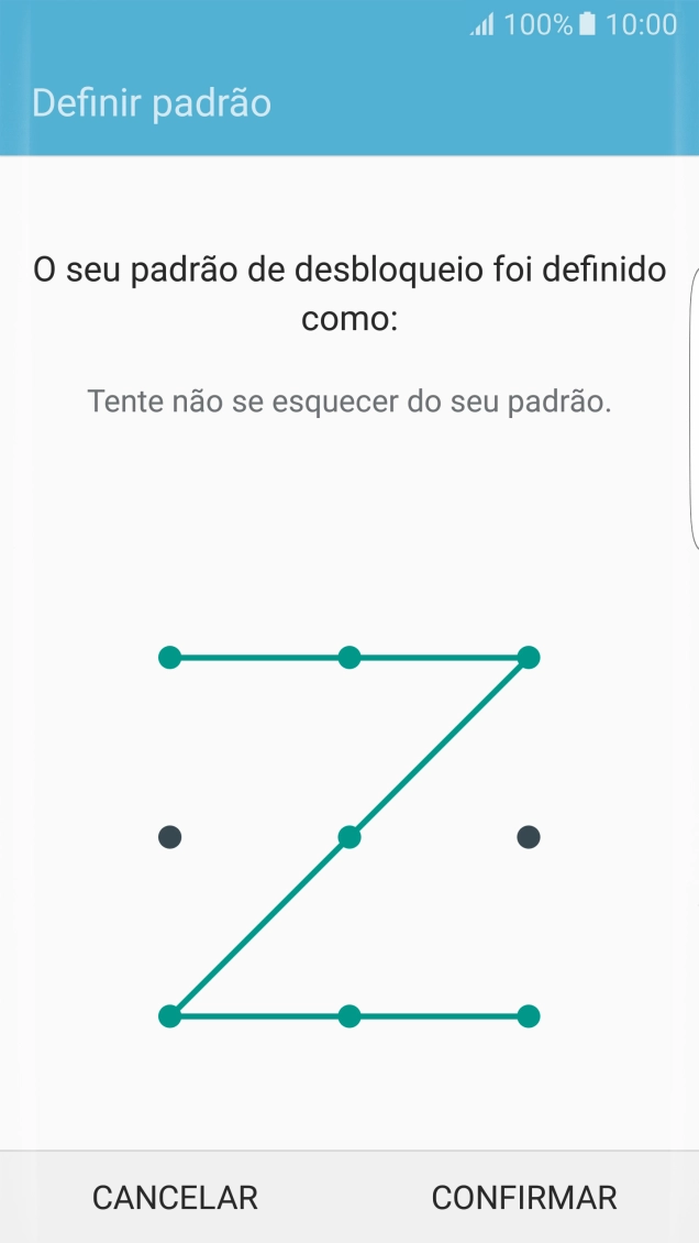 Repita o código de bloqueio do telefone escolhido e prima CONFIRMAR.